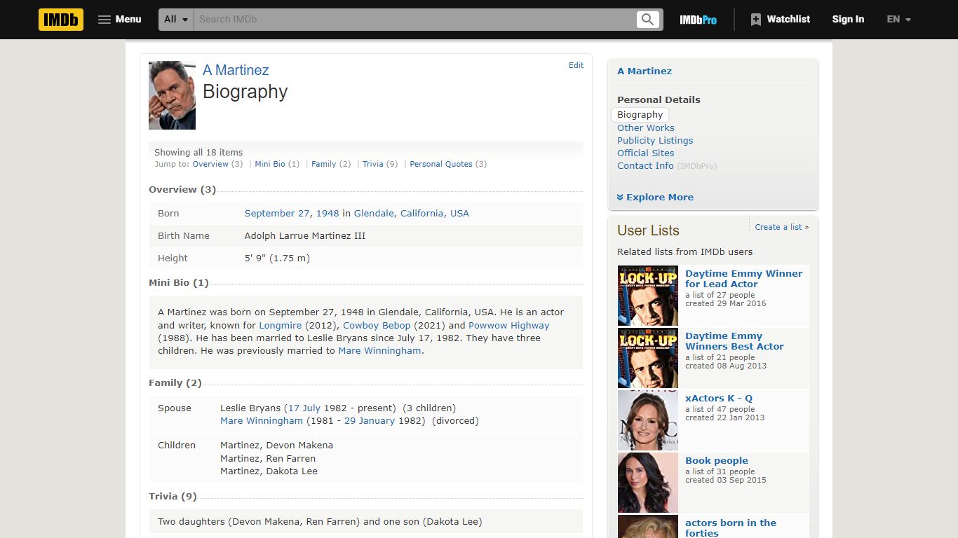 A Martinez - Biography - IMDb